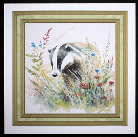 Floral badger card front 7 by Marion Kimberley-Scott