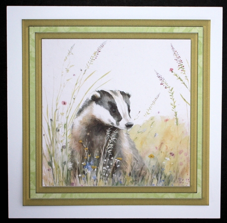 Floral badger card front 8 by Marion Kimberley-Scott