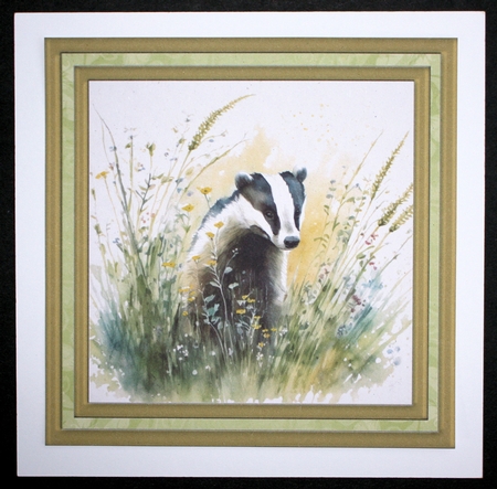 Floral badger card front 9 by Marion Kimberley-Scott