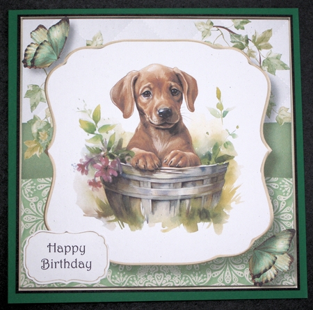 Watercolour Puppy In A Basket 2 Multi Topper Kit by Marion Kimberley-Scott