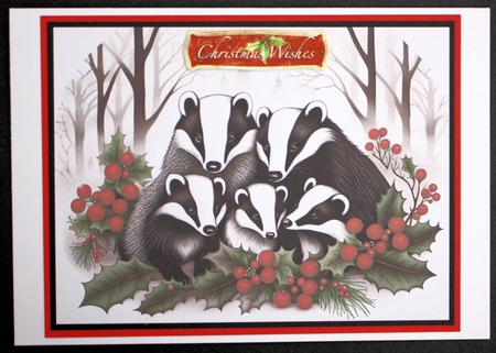 Badgers in the Woodland A4 Print/ Quick card by Marion Kimberley-Scott