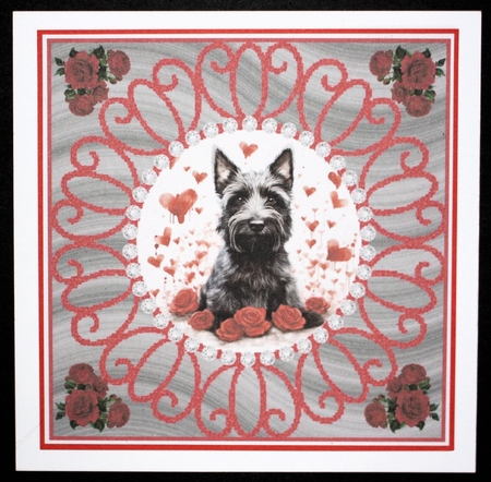 3 Rose and diamond Scottish terrier card fronts/toppers 1 by Marion Kimberley-Scott