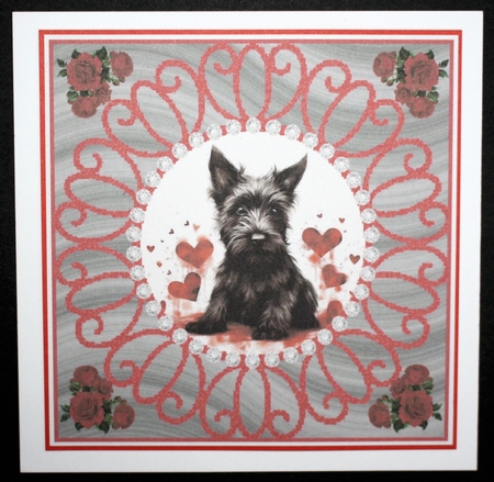 3 Rose and diamond Scottish terrier card fronts/toppers 2 by Marion Kimberley-Scott