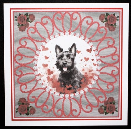3 Rose and diamond Scottish terrier card fronts/toppers 3 by Marion Kimberley-Scott