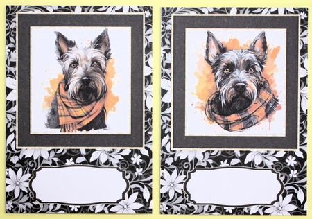 2 Tartan scarf Scottish terrier notelets 2 by Marion Kimberley-Scott