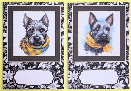 2 Tartan scarf Scottish terrier notelets 6 by Marion Kimberley-Scott