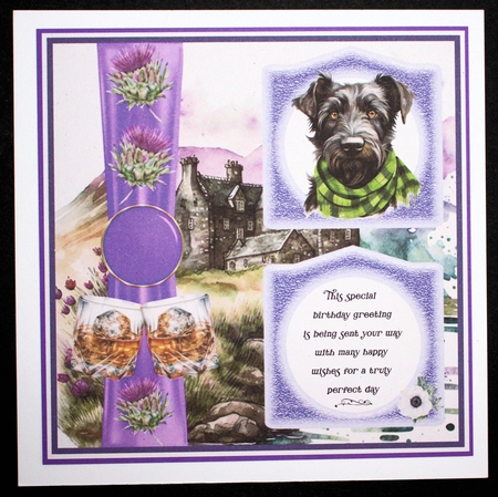 2 Panel Scottish terrier with scarf card front 1 by Marion Kimberley-Scott