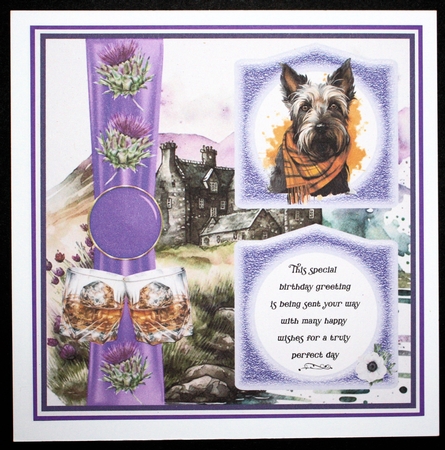2 Panel Scottish terrier with scarf card front 2 by Marion Kimberley-Scott