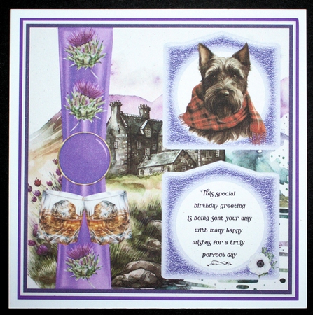 2 Panel Scottish terrier with scarf card front 3 by Marion Kimberley-Scott