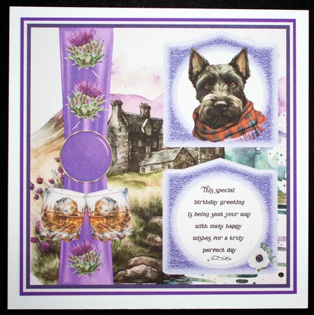 2 Panel Scottish terrier with scarf card front 4 by Marion Kimberley-Scott