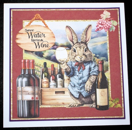 Wine bunny card front 2 by Marion Kimberley-Scott