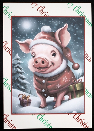 Christmas Piglet A4 by Marion Kimberley-Scott