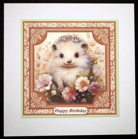 5x7 and 6x6 aprox Orange hedgehog card fronts by Marion Kimberley-Scott