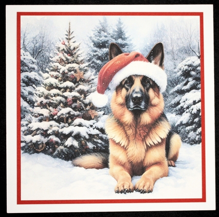 Santa Hat German Shepherd by Marion Kimberley-Scott