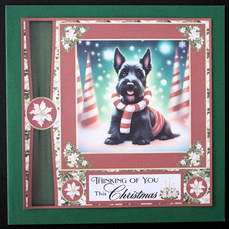 Holly and berries Christmas Scottish terrier card front 1 by Marion Kimberley-Scott