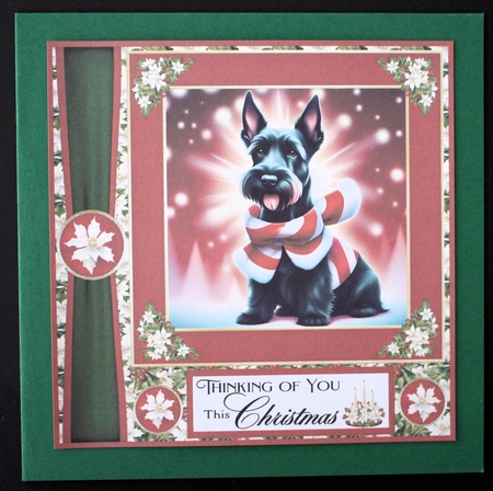 Holly and berries Christmas Scottish terrier card front 2 by Marion Kimberley-Scott
