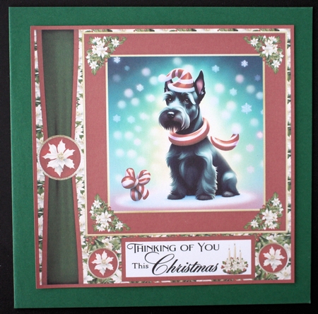 Holly and berries Christmas Scottish terrier card front 3 by Marion Kimberley-Scott