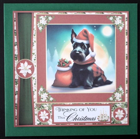 Holly and berries Christmas Scottish terrier card front 4 by Marion Kimberley-Scott