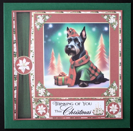 Holly and berries Christmas Scottish terrier card front 5 by Marion Kimberley-Scott