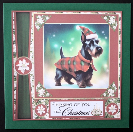 Holly and berries Christmas Scottish terrier card front 6 by Marion Kimberley-Scott