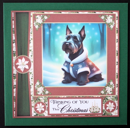 Holly and berries Christmas Scottish terrier card front 8 by Marion Kimberley-Scott