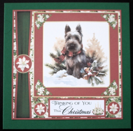 Red and green Christmas Scottie card front 4 by Marion Kimberley-Scott