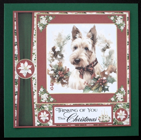 Red and green Christmas Scottie card front 5 by Marion Kimberley-Scott