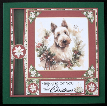 Red and green Christmas Scottie card front 6 by Marion Kimberley-Scott