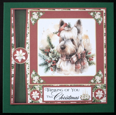 Red and green Christmas Scottie card front 7 by Marion Kimberley-Scott