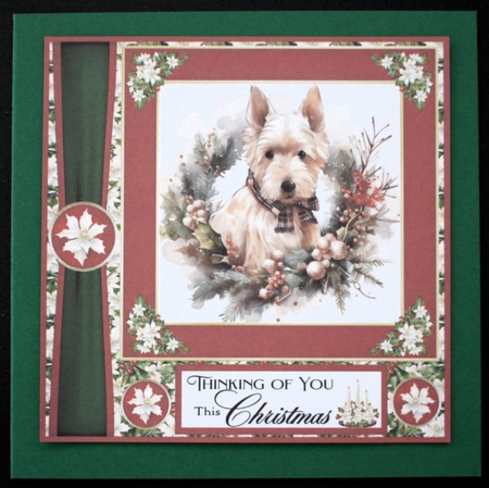 Red and green Christmas Scottie card front 8 by Marion Kimberley-Scott