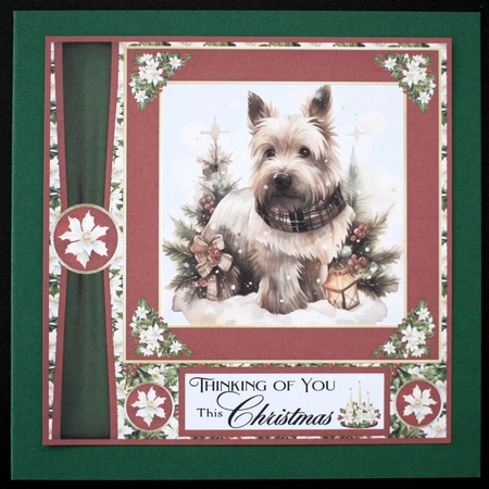 Red and green Christmas Scottie card front 9 by Marion Kimberley-Scott