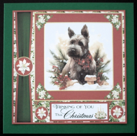 Red and green Christmas Scottie card front 10 by Marion Kimberley-Scott