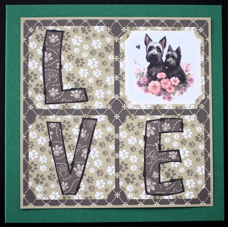 LOVE Scottish terrier card front N2 by Marion Kimberley-Scott