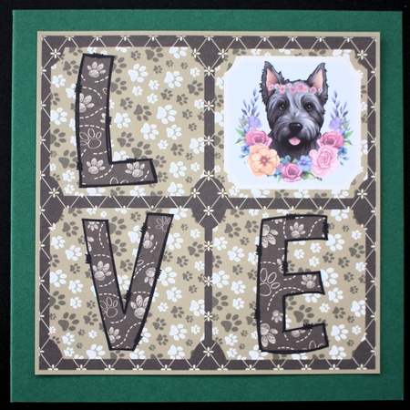 LOVE Scottish terrier card front N3 by Marion Kimberley-Scott
