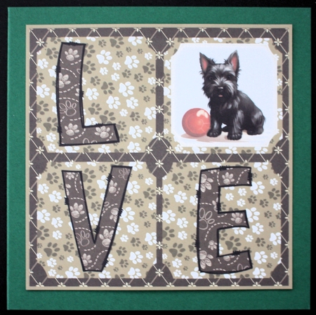 LOVE Scottish terrier card front N4 by Marion Kimberley-Scott