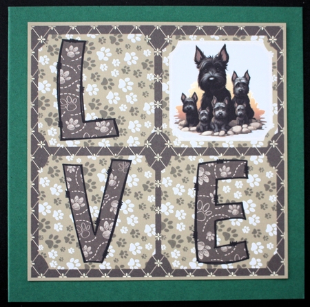 LOVE Scottish terrier card front N5 by Marion Kimberley-Scott