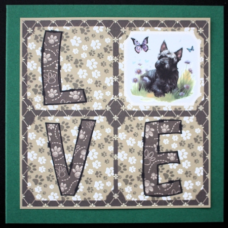 LOVE Scottish terrier card front N7 by Marion Kimberley-Scott