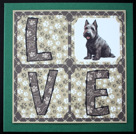 LOVE Scottish terrier card front N9 by Marion Kimberley-Scott