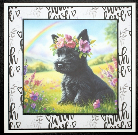 Flower Crown Scottie  Pup  by Marion Kimberley-Scott