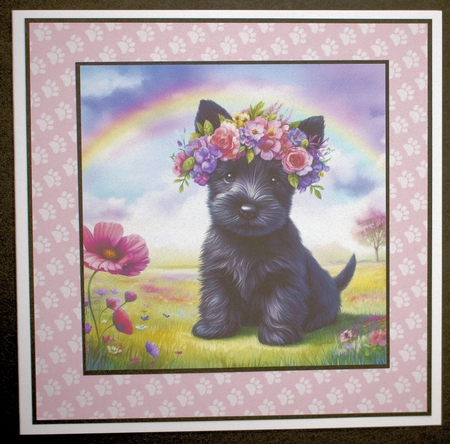 Flower Crown Scottie  Pup  by Marion Kimberley-Scott