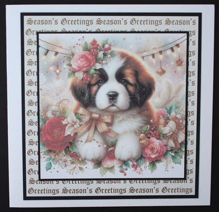 Christmas St Bernard Pup Wishes by Marion Kimberley-Scott