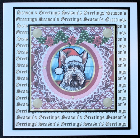 Christmas stained glass Scottish terrier card front 4 by Marion Kimberley-Scott