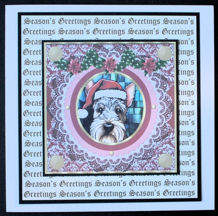 Christmas stained glass Scottish terrier card front 5 by Marion Kimberley-Scott