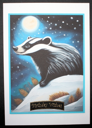 Badger in the Snow A4 by Marion Kimberley-Scott
