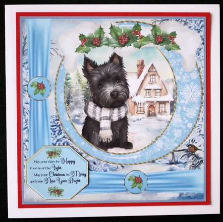 Winter scene pup card front 1 by Marion Kimberley-Scott