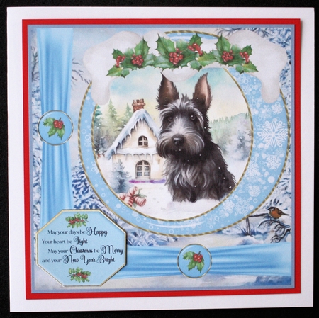 Winter scene pup card front 2 by Marion Kimberley-Scott