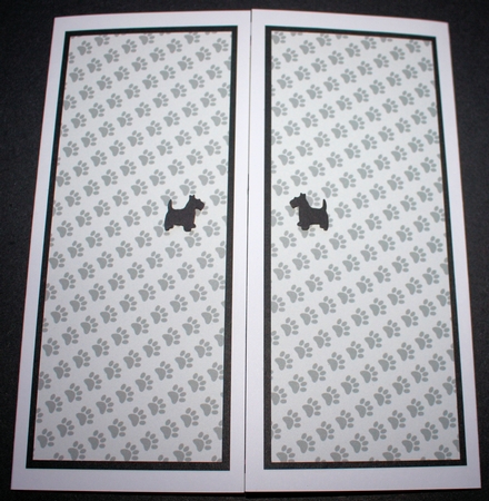 Gate fold Scottish terrier card front by Marion Kimberley-Scott