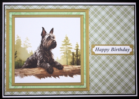 Woodland Scottish terrier card front 8 by Marion Kimberley-Scott