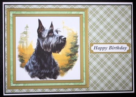 Woodland Scottish terrier card front 10 by Marion Kimberley-Scott