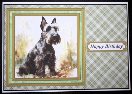 Woodland Scottish terrier card front 14 by Marion Kimberley-Scott